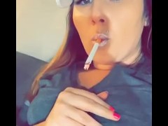 Smoking Fetish Sexy Cam Model Rubbing Tits 