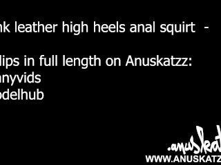 KINK leather overknee high heels big toy pussy anal squirt orgasm tattoo