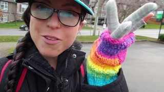 Porta Potty Urinal Piss Wearing My Rainbow Gloves!