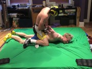 Preview 1 of Hot jock  wrestler after match: bondage, gutpunching, ball slapping