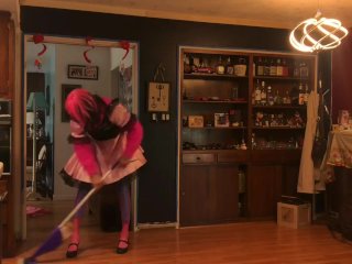 Sweater sissy cleans floor (sissy maid)