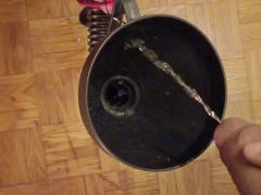 Spurting load of cum and piss into funnel slut's tunnel gag