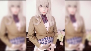 Japanese crossdressing schoolgirl fucking herself