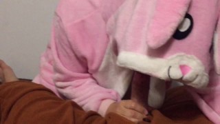 Yiff in bunny and bear pajama onesies with oral creampie 