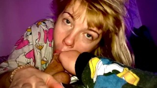 Cute Blonde Teenager With Deep Throat Sucks My Dick