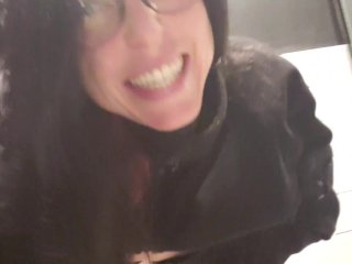 Nerdy Girl Sneaks Into The Men's Room And Uses The Urinal Backwards