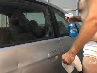 Stud N Briefs Cleans Car Windows 1