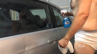 Stud N Briefs Cleans Car Windows 1