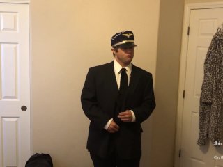 Horny Pilot With Hat Does Strip Tease
