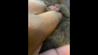 Playing with my hairy ebony pussy