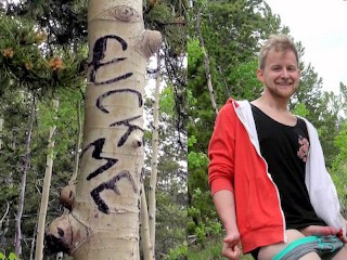 Ingoiare Sperma Sotto L'albero Succhiami - un Ragazzo Barbuto Viene Servito All'aperto