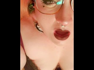 huge clit, solo female orgasm, pink pussy, goth