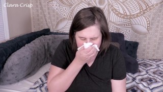 Anteprima Malato, moccioso e congestionato malattia fetish soffiare il naso soffiando