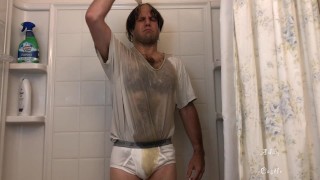 Stud In White Underclothes Piss Splosh