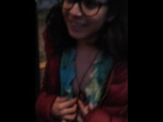 Preview 2 of Public grabing small tits on the street