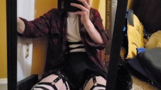 Cute Femboy Shows Off In The Mirror