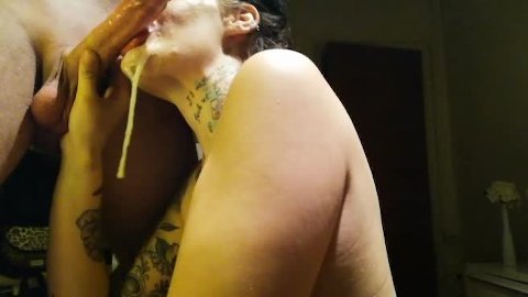 Her First Porn Movie - Blowjob & Huge cumload in her mouth - she loves cum