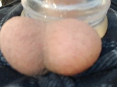 NICE COCK FUCKS FLESHLIGHT PUSSY OUTSIDE IN COLD AIR, FEELS GREAT! 