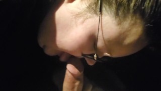 Bbw glasses gives step son blowjob in car, lots of mommy talk
