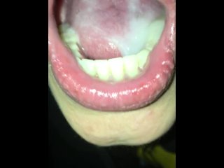 tonguejob, public, swallow, milf