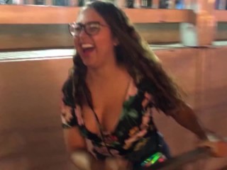 Lesbian Controls Girlfriend till she Fingers her Pussy at Amusement Park