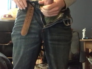 Jerking off through Jeans