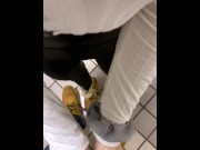Preview 3 of Sneaky finger fuck in movie theater & risky creampie in public bathroom POV