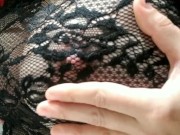 Preview 1 of Breast massage through lace shirt