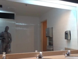 zentai snake showing cock in public bathroom
