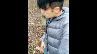 While Strolling Outdoors Two Cumshots Cum After Cum