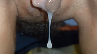 Creampie Sperm Pours From Pussy And Dribbles On The Floor