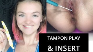 Tampon Play And Insertion Pink Tight Pussy- Object Insertion