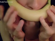 Preview 1 of Girl gives banana blowjob ASMR sucking and moaning