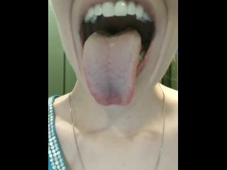 tongue, solo female, uvula, mouth