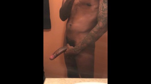 New Orleans Freak Hoe with Big Black Dick BBC Masturbating Beating My Meat in Bathroom Mirror