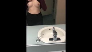 Risky Tit Flash In School Bathroom