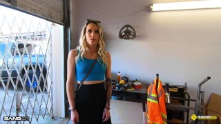 A Blonde Tattoo Babe On The Side Of The Road Is Punished By Her Car Mechanic