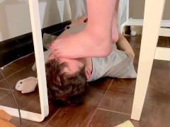 Girlfriend  feet on my face after gym