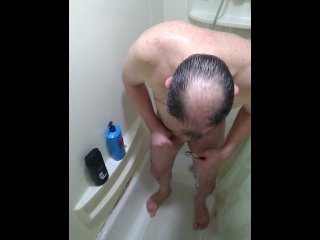 long black hair, italian shower, shower, shaved pussy
