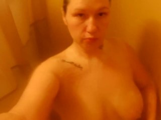 milf, amateur, shower, big tits