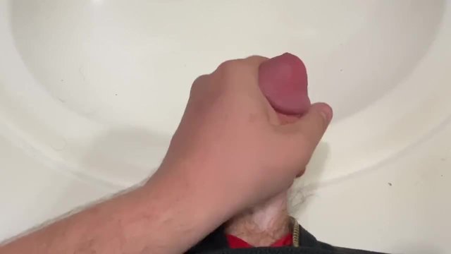 messy bathroom wank pov