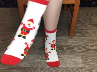 Happy new Year Socks Girl Snow Foot and POV Fetish