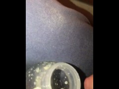 Hot milking teen drinks her breast milk