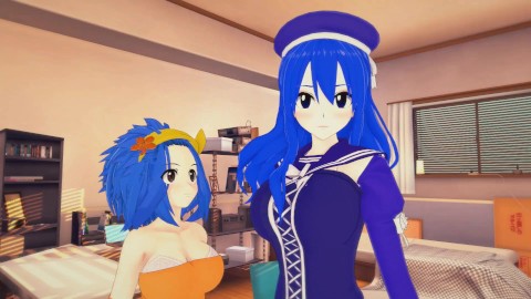 (3D Hentai)(Fairy Tail) Sexe avec Juvia et Levy