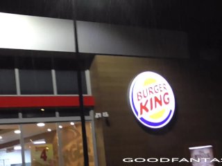 outside, babe, petite, burger king