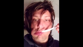Bisex male suck toothbrusher for make you excited