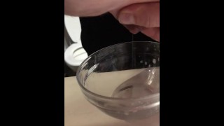  Squirting milk in a bowl
