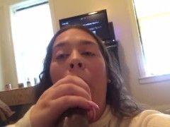 brunette babe loves cum in her mouth (follow on ig bootyfromtheblock