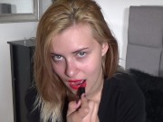 Preview 1 of Jamie Stone POV Blowjob 30 - Red Lipstick Sloppy Facial