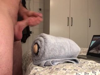 Fucking flesh light and massaging my prostate till cum